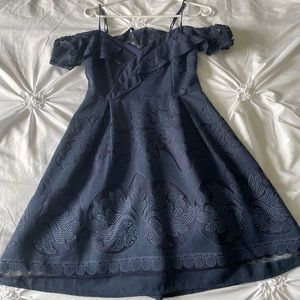 Stunning mini navy blue lace dress